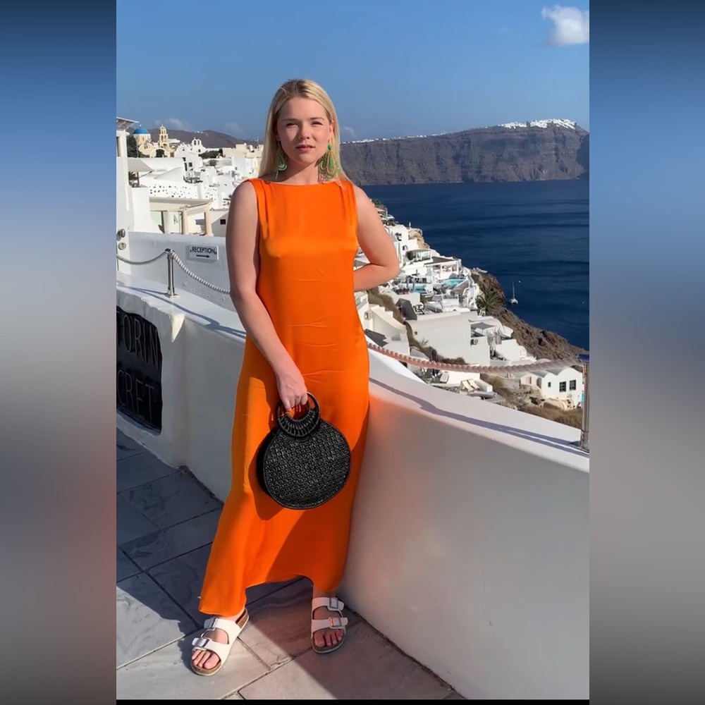 Beautiful Orange Satin Dress